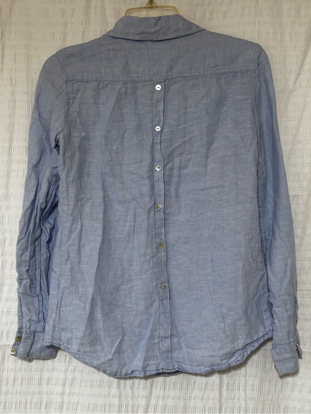 Sigrid Olsen Sky Blue 100% Linen Shirt Sz Small - Picture 7 of 9